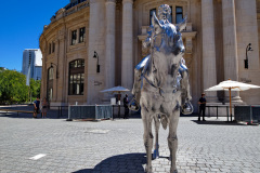 Cheval Argenté et son Cavalier Brillants