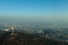 From Namsan tower looking past the Hyatt and the 4rd Han River Bridge