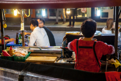 Food stands still pop up when the sun goes down.  These had fresh baby octopus in a fish tank.