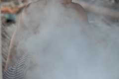 Smoke curring the bamboo